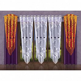 Шторы для комнаты Wisan Комплект штор №028W, оранжевый, белый, фиолетовый