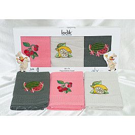 Наборы полотенец для кухни Ladik Набор кухонных полотенец Ladik в коробке, 40*60 см - 3 шт, зеленый, розовый, белый
