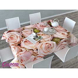 Скатерти Сирень Скатерть 3D "Молодые розы", розовая