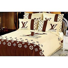 Постельное белье Louis Vuitton КПБ Сатин дизайн LV (1.5 спальный)