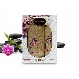 Полотенца Yagmur Комплект полотенец Yagmur SAKURA GARDEN Cotton в коробке (50*90; 70*140), зеленый