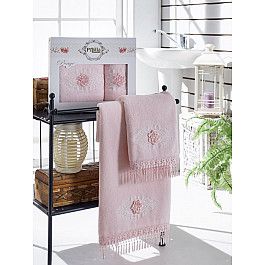 Полотенца Pupilla Комплект полотенец Бамбук с гипюром Stil в коробке (50*90; 70*140), розовый