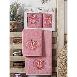 Полотенца Sikel Комплект полотенец Бамбук с вышивкой Nazande в коробке (50*90; 70*140), розовый