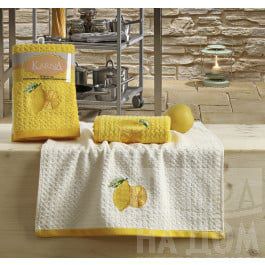 Наборы полотенец для кухни Karna Набор кухонных полотенец "KARNA LEMON" Желтый, v1, 45*65 см - 2 шт