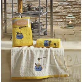 Наборы полотенец для кухни Karna Набор кухонных полотенец "KARNA LEMON" Желтый, v3, 45*65 см - 2 шт