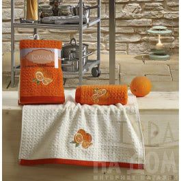 Наборы полотенец для кухни Karna Набор кухонных полотенец "KARNA LEMON" Оранжевый, v1, 45*65 см - 2 шт