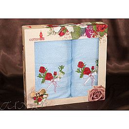 Полотенца Cottonist Комплект полотенец Cottonist Kurdele (Розе) в коробке (50*90; 70*140), голубой