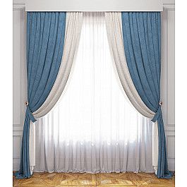 Шторы для комнаты Белошвейка Комплект штор Латур, бело-голубой, 170*250 см