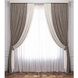 Шторы для комнаты Белошвейка Комплект штор Латур, бело-серый, 170*250 см