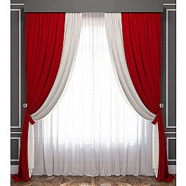 Шторы для комнаты Белошвейка Комплект штор Латур, красно-белый, 170*250 см