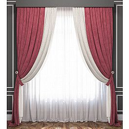 Шторы для комнаты Белошвейка Комплект штор Латур, бело-розовый, 170*270 см