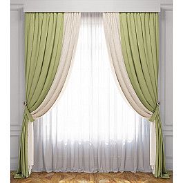 Шторы для комнаты Белошвейка Комплект штор Латур, сливочно-зеленый, 240*270 см