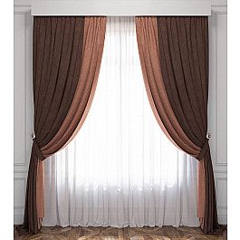 Шторы для комнаты Белошвейка Комплект штор Латур, коричневый, венге, 170*270 см