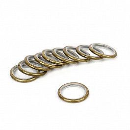 Кольца Delfa Комплект колец бесшумных с круглым сечением для металлического карниза, золото антик, №10, диаметр 16 мм