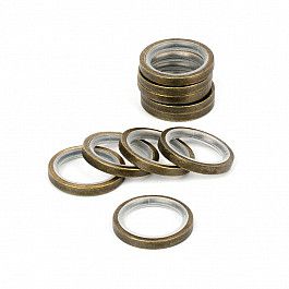 Кольца Delfa Комплект колец бесшумных с прямоугольным сечением для металлического карниза, золото антик, №10, диаметр 16 мм