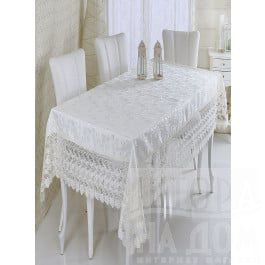 Скатерти Verolli Скатерть жаккард Verolli Zarafet, белая, 160*220 см