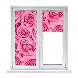 Шторы рулонные Divino DelDecor Рулонная штора лен "Розы розовые фон", 43 см