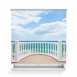 Шторы рулонные ролло Divino DelDecor Рулонная штора ролло лен "Балкон с видом на океан", 120 см