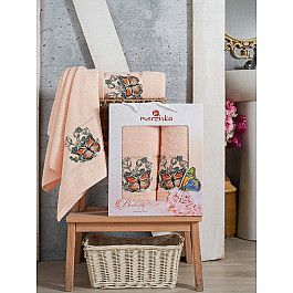 Полотенца Merzuka Комплект махровых полотенец Merzuka Butterfly (50*80; 70*130), пудра