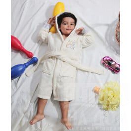 Халат махровый Karna Халат махровый детский с капюшоном "KARNA TEENY" на 4-5 лет, экрю