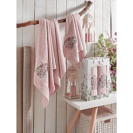 Полотенца Merzuka Комплект махровых полотенец MERZUKA FLORAL (50*80; 70*130), розовый