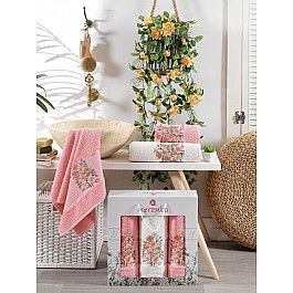 Полотенца Merzuka Комплект махровых полотенец MERZUKA FLORAL (50*80*2; 70*130), оранжевый