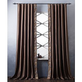 Шторы для комнаты Белошвейка Комплект штор с вышивкой Шарлиз, коричневый, 200*280 см
