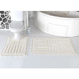 Коврик для ванной Modalin Набор ковриков для ванной кружевной "MODALIN ANCOR" (60*100; 50*70), кремовый