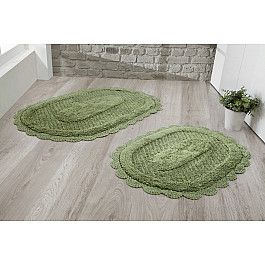 Коврик для ванной Modalin Набор ковриков для ванной кружевной "MODALIN LOKAL" (60*100; 50*70), темно-зеленый