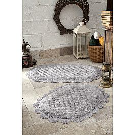Коврик для ванной Modalin Набор ковриков для ванной кружевной "MODALIN MERIT" (50*80; 45*60), светло-серый