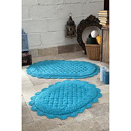 Коврик для ванной Modalin Набор ковриков для ванной кружевной "MODALIN MERIT" (50*80; 45*60), бирюзовый