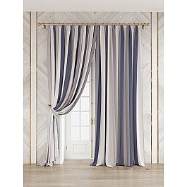 Шторы для комнаты TomDom Комплект штор "Кипрус (серо-синий, фиолетовый)"