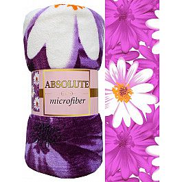Плед TexRepublic Плед микрофайбер Absolute "Ромашки", фиолетовый, 150*200 см