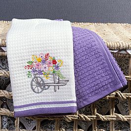 Полотенца Arya Комплект кухонных полотенец Arya Provense Цветы (40*60 см), белый, фиолетовый