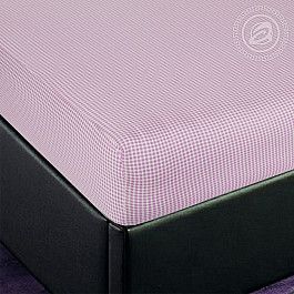 Простыни Арт-постель Простынь трикотажная на резинке "Клетка", розовый, 140*200 см