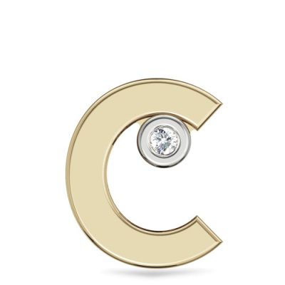 Подвеска Буква "C" с бриллиантом из желтого золота