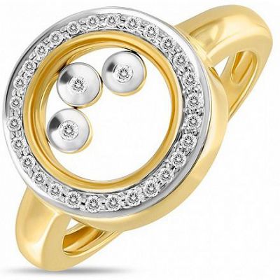 Кольцо с стеклом и бриллиантами из красного золота