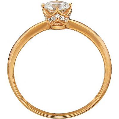 Кольцо с фианитом и кристаллами swarovski из красного золота