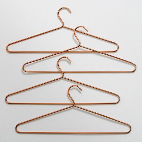 Комплект из 4 металлических плечиков медного цвета для одежды, ELORI