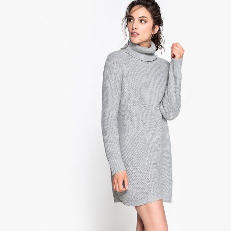 Платье-пуловер с воротником из шерсти и альпаки
