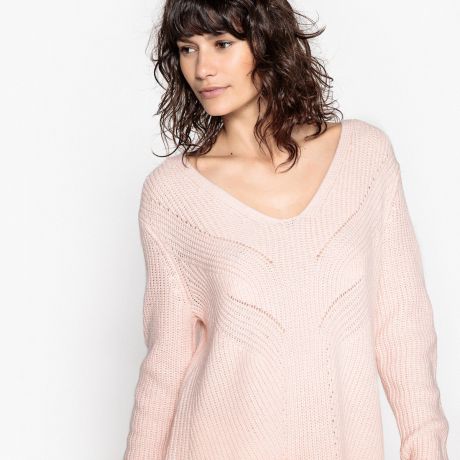 Пуловер-туника с V-образным вырезом из шерсти
