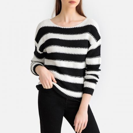 Пуловер в полоску в морском стиле из плотного трикотажа