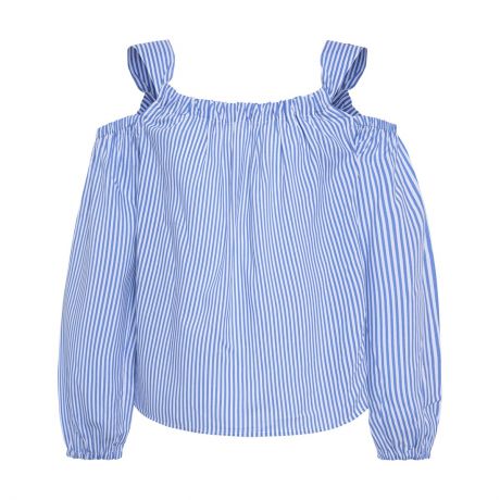 Блузка в полоску с открытыми плечами, 8-16 лет