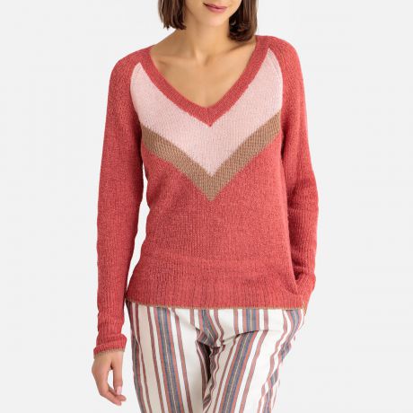 Пуловер с V-образным вырезом из тонкого трикотажа PERNITA