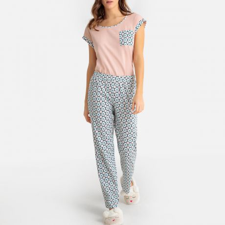 Пижама-рубашка с короткими рукавами с принтом