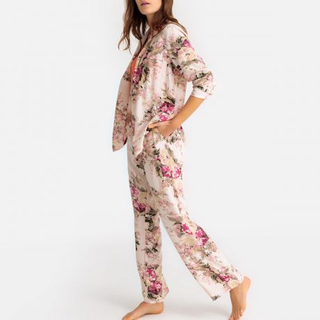 Пижама-рубашка с длинными рукавами с цветочным принтом