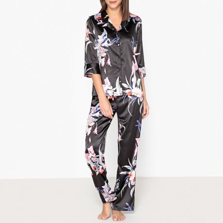 Пижама из сатина с цветочным принтом