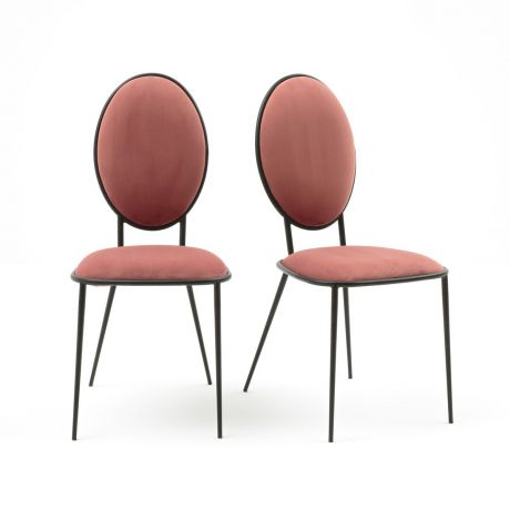 Комплект из 2 стульев из металла и велюра NOVANI