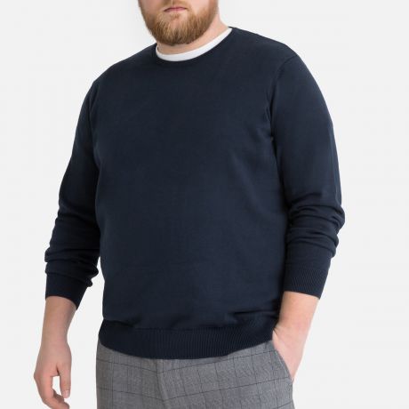 Пуловер большого размера с круглым вырезом из тонкого трикотажа