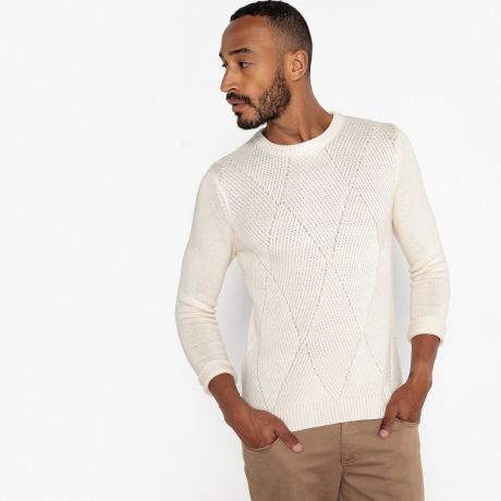Пуловер с круглым вырезом, из плотного трикотажа